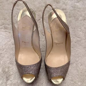 Christian Louboutin Glitter Slingback Platform